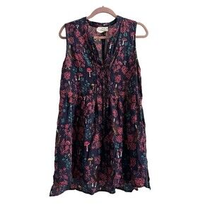 Anthropologie Floral Sleeveless Dress - Navy and Pink